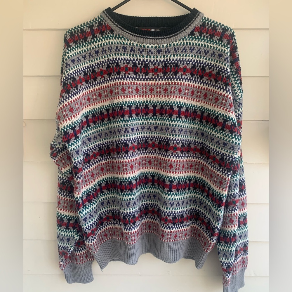 Vintage Fair Isle Men’s Crewneck Sweater Size Large